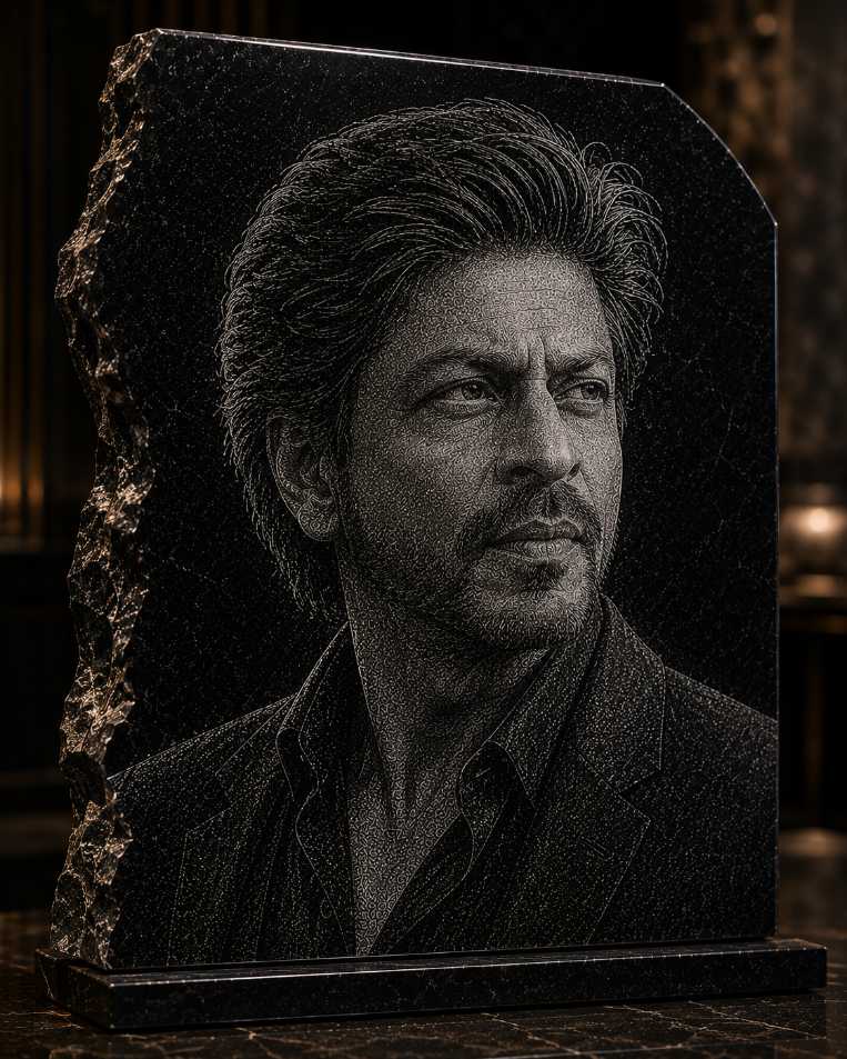 Shah Rukh Khan Hand Hammered Marble & Glass Art Portrait