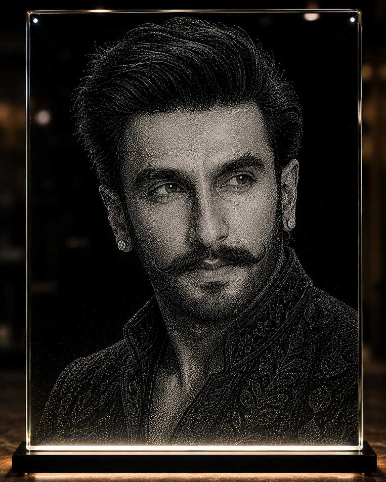 Ranveer Singh Hand Hammered Marble & Glass Art Portrait — Main Display