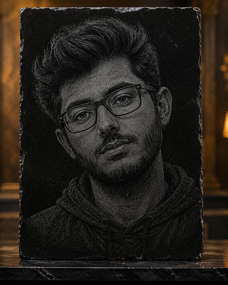CarryMinati Hand Hammered Marble & Glass Art Portrait Wall Art