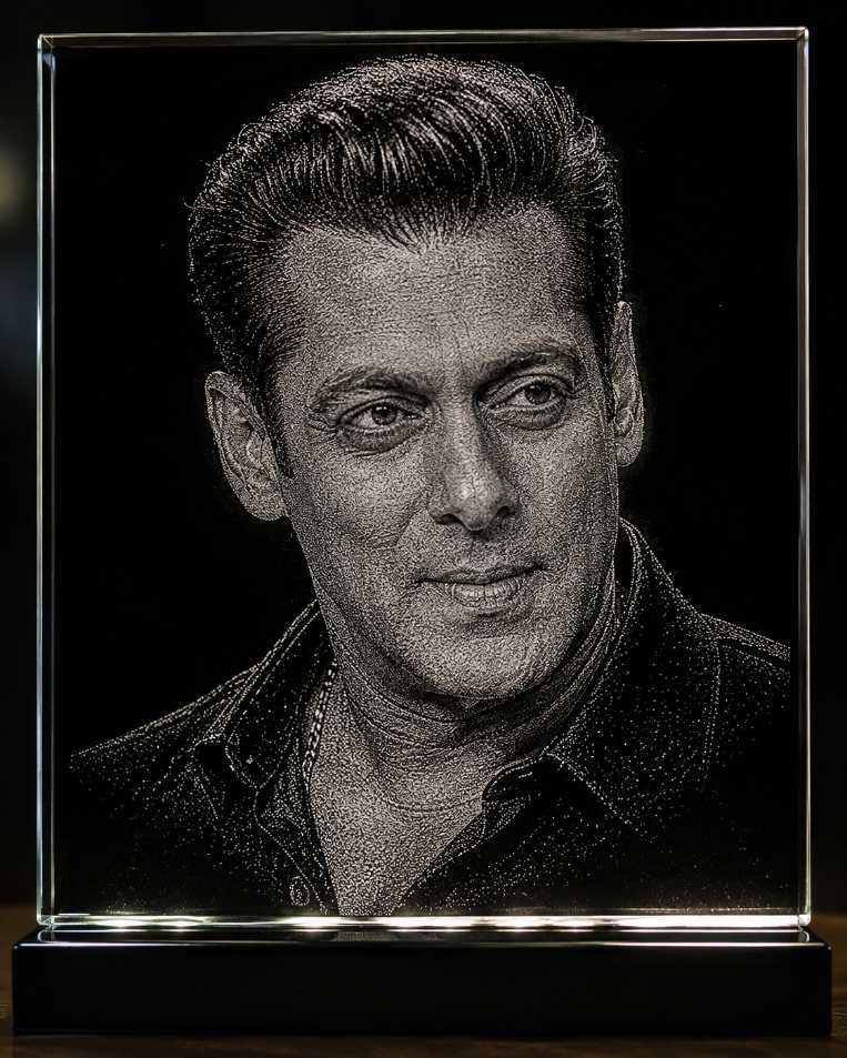 Salman Khan Hand Hammered Marble & Glass Art Portrait — Main Display