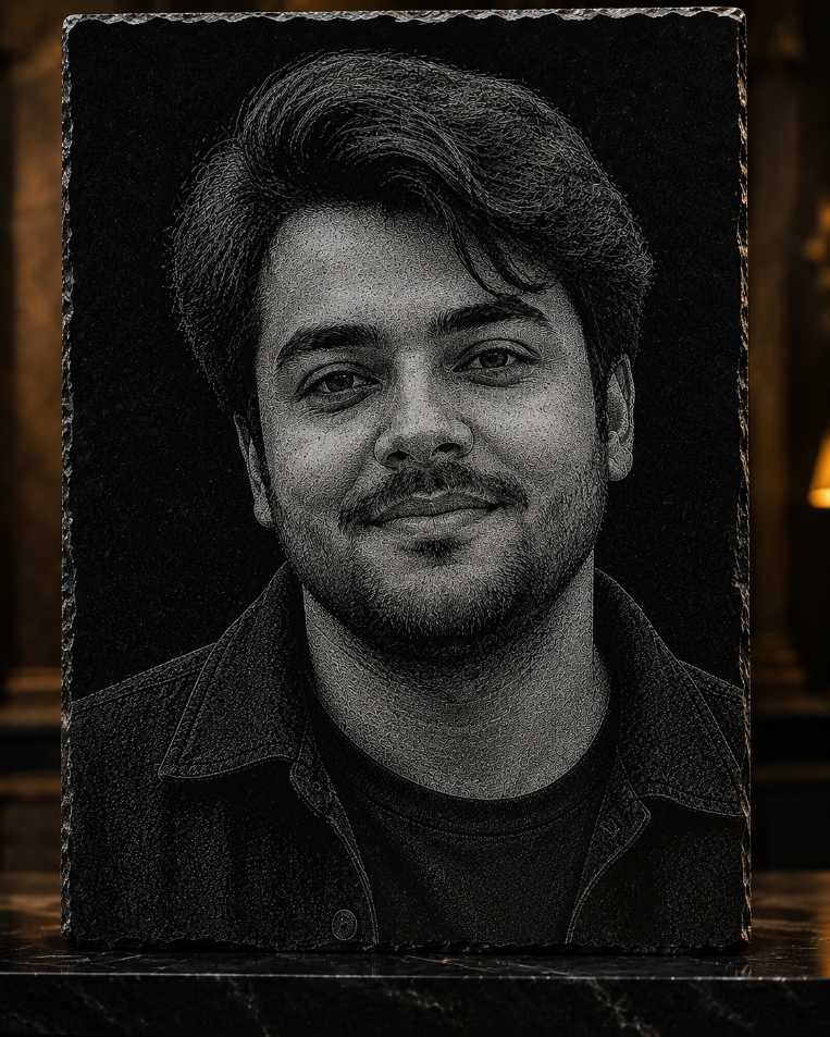 Ashish Chanchlani Hand Hammered Marble & Glass Art Portrait Decor