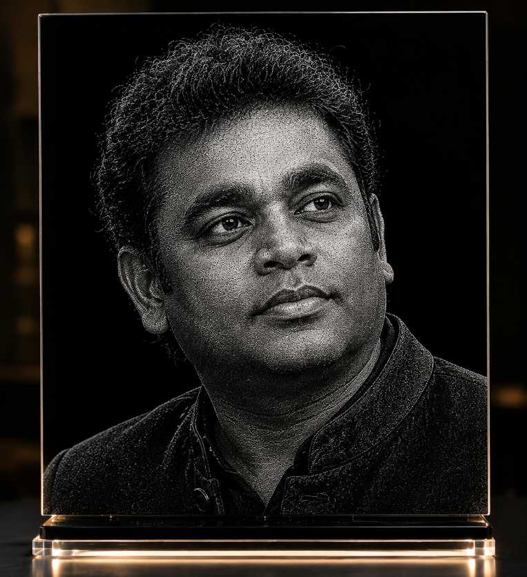 A. R. Rahman Hand Hammered Marble & Glass Art Portrait Wall Decor
