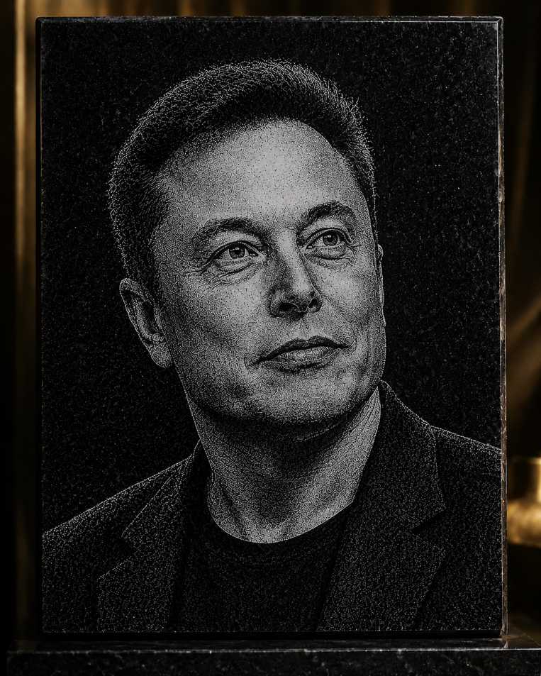 Elon Musk Hand Hammered Marble & Glass Art Portrait Wall Decor