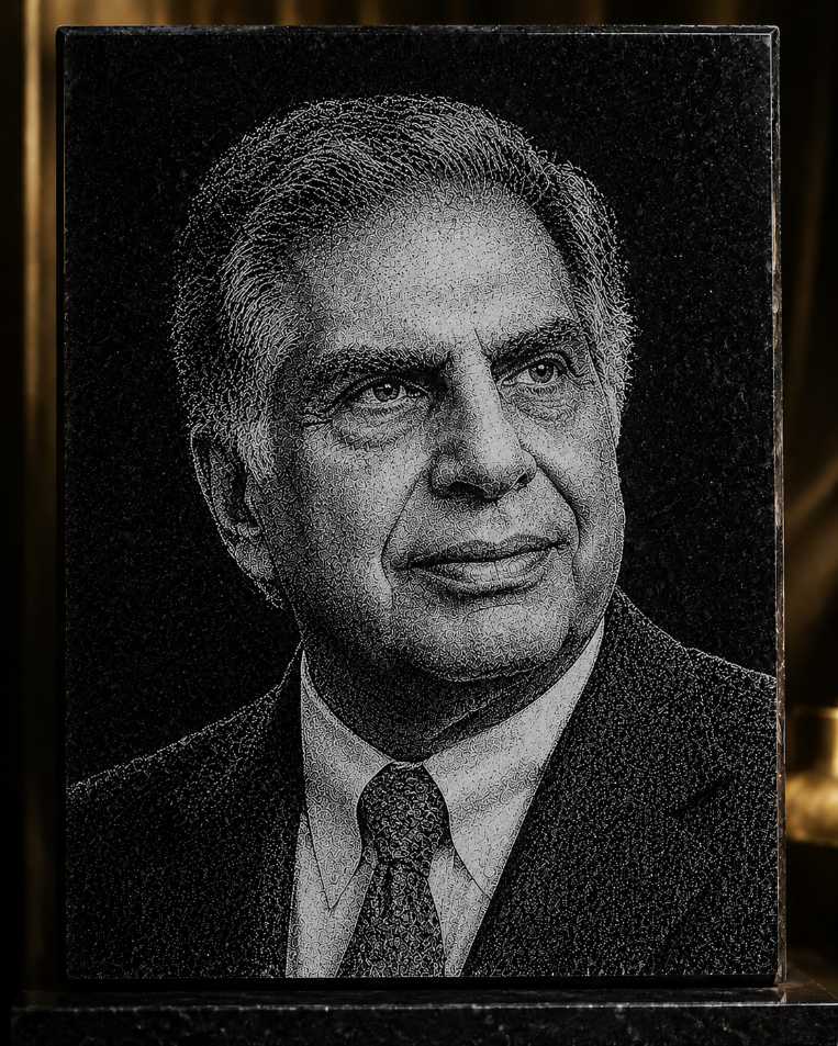 Ratan Tata Hand Hammered Marble & Glass Art Portrait Wall Decor