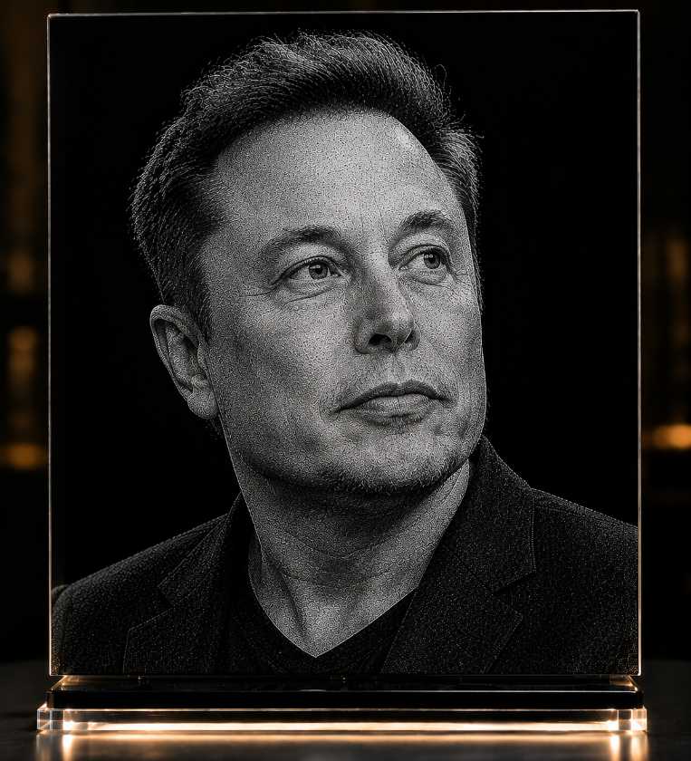 Elon Musk Hand Hammered Marble & Glass Art Portrait Wall Decor — Main Display