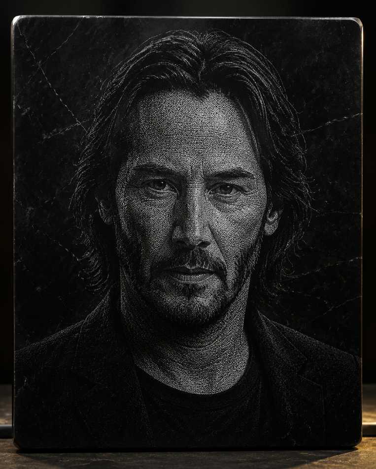 Keanu Reeves Hand Hammered Marble & Glass Art Portrait Custom Wall Decor