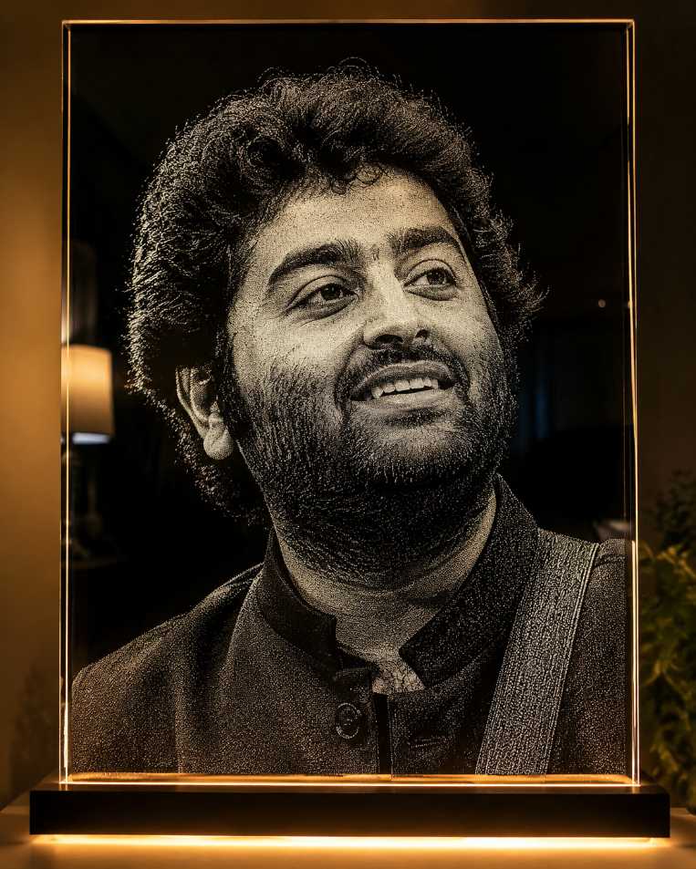 Arijit Singh Hand Hammered Marble & Glass Art Portrait – Custom Handmade Luxury Wall Art — Main Display