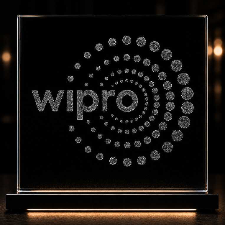 Custom Wipro Logo Marble & Glass Hammered Art Painting Portrait
