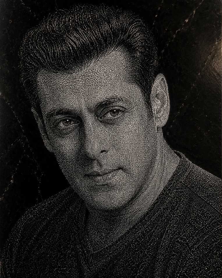 Salman Khan Hand Hammered Marble & Glass Art Portrait