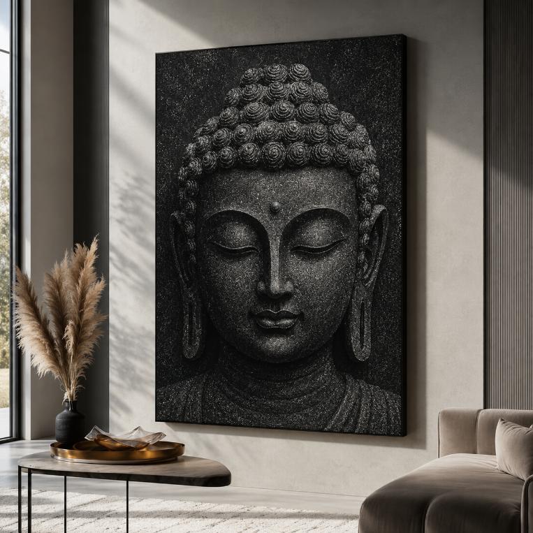 Buddha Hand Hammered Marble & Glass Art Portrait | Custom Wall Art