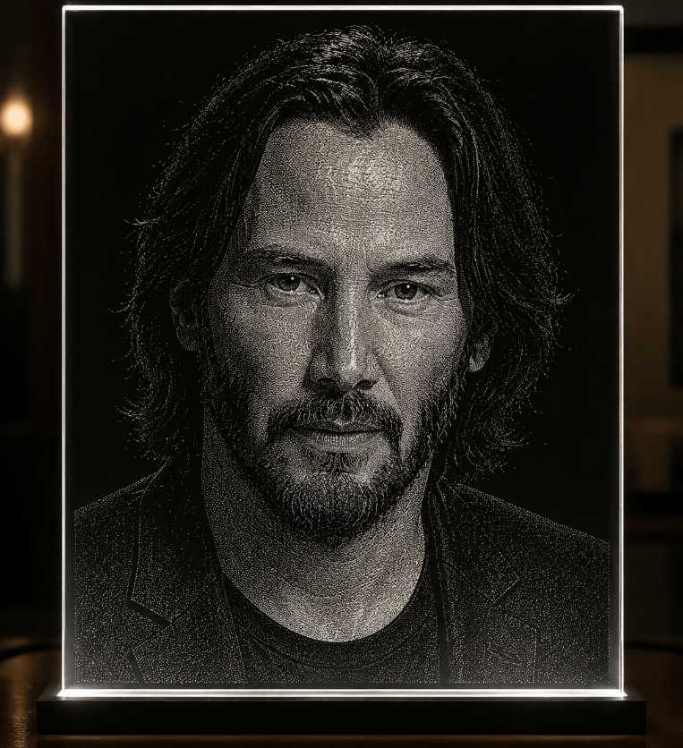 Keanu Reeves Hand Hammered Marble & Glass Art Portrait Custom Wall Decor