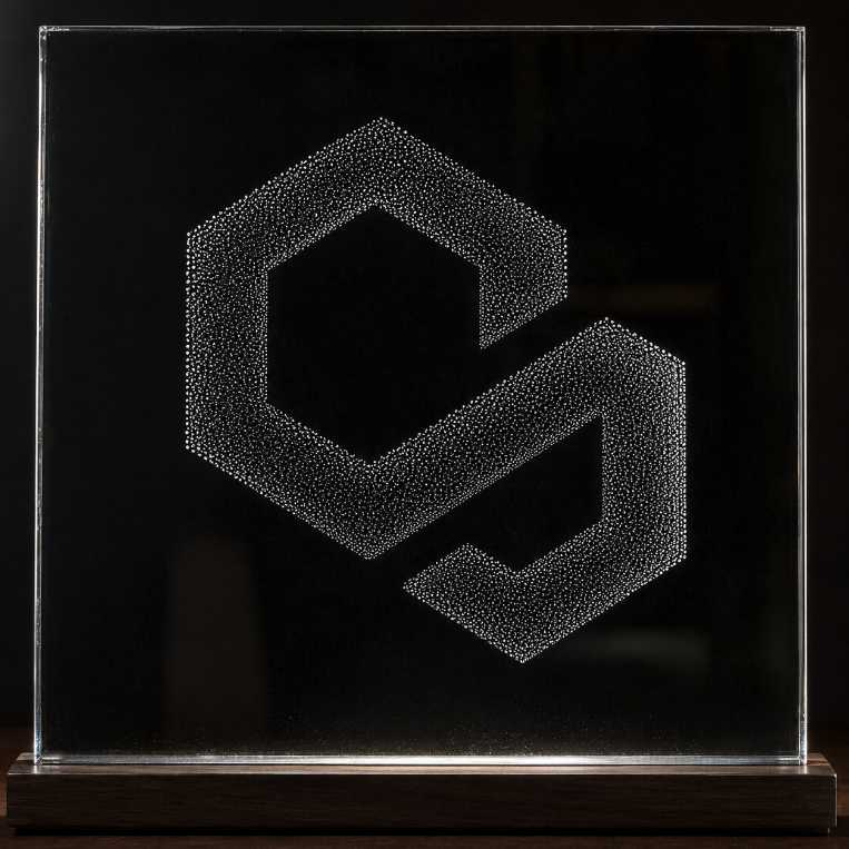 polygon Corporate Logo Marble & Glass Art hand carved Portrait