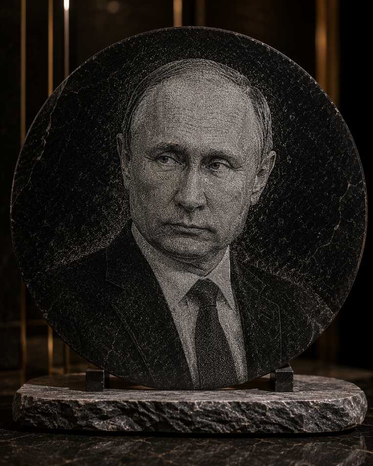 Vladimir Putin Custom Hand Hammered Marble & Glass Art Portrait