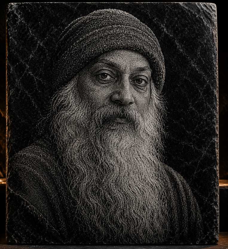 Osho Hand Hammered Marble & Glass Art Portrait for Luxury Wall Décor