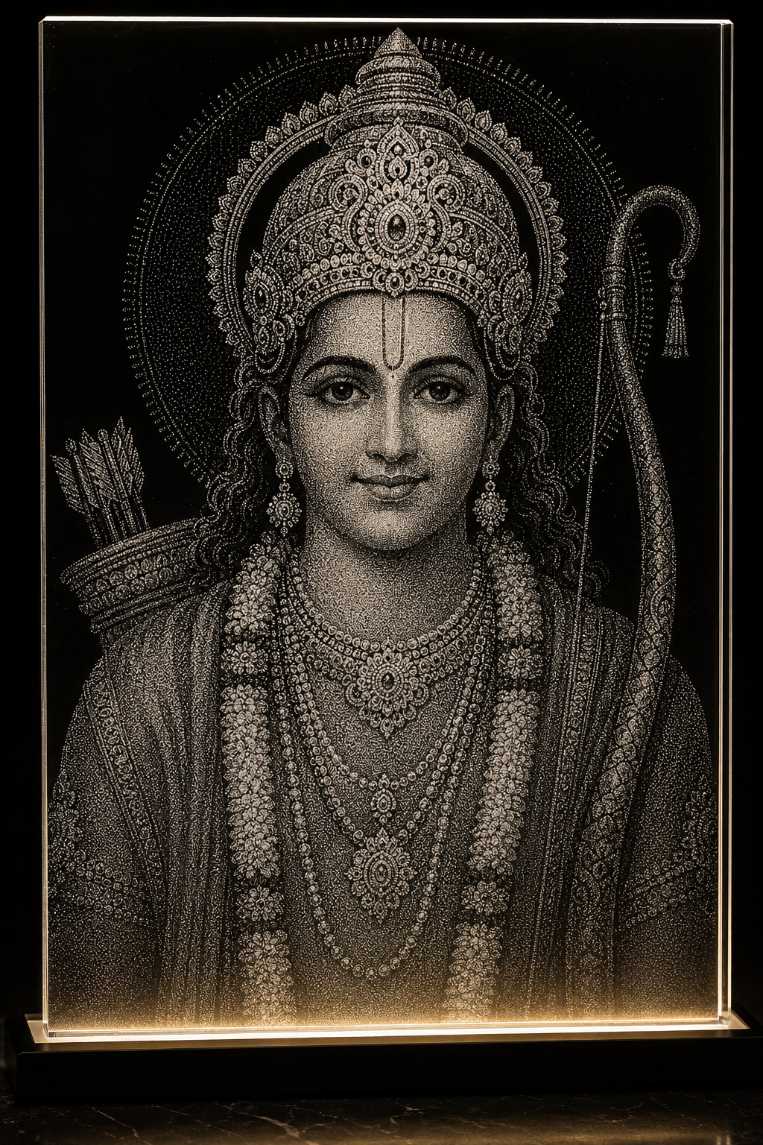 Shree Ram Marble & Glass Hand Hammered Art Portrait Painting