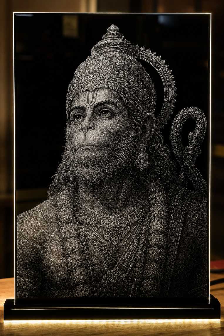 Hanuman Marble & Glass Hammered Art Portrait Custom Wall Painting