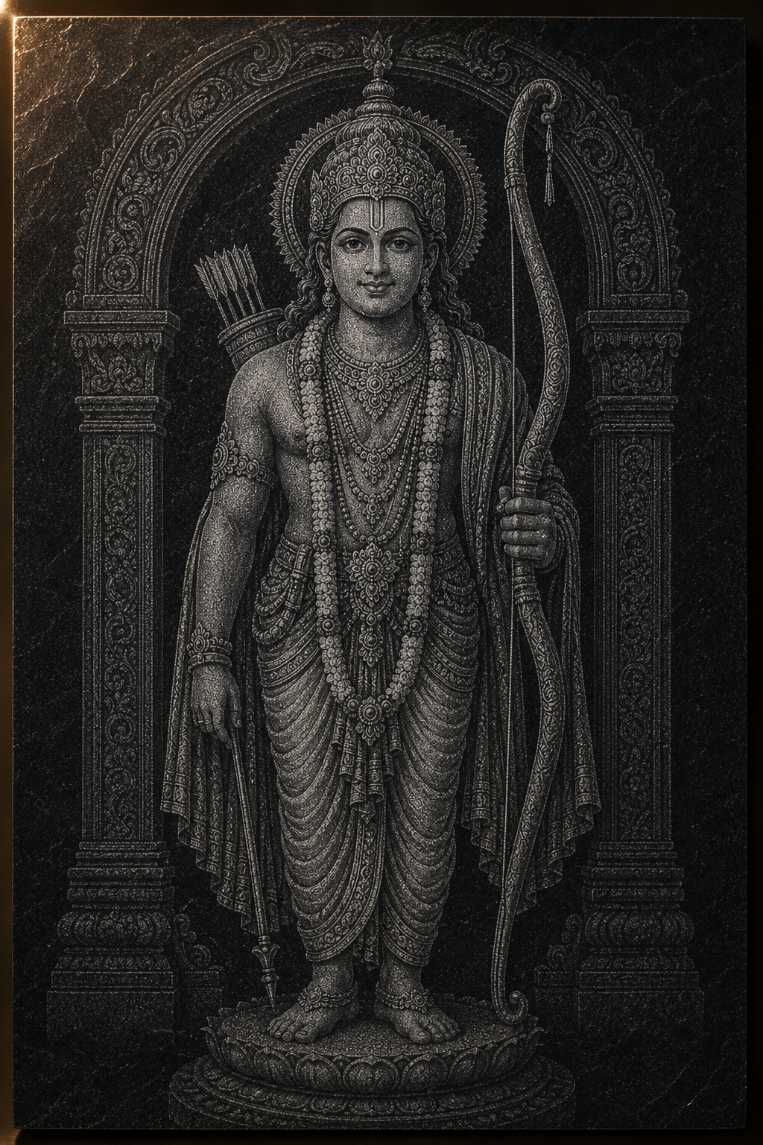 Shree Ram Marble & Glass Hand Hammered Art Portrait Painting